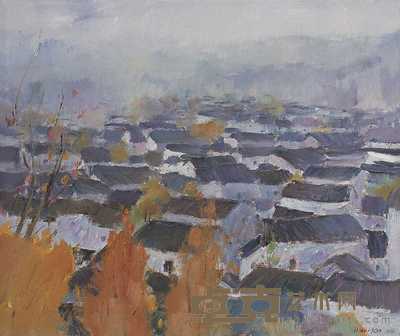 章文浩 2004年作 寂静的村庄 78×95cm